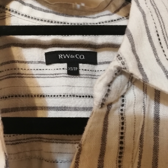 RW&CO. Office Lady Grey Stripe Button Shirt Dress - Picture 3 of 4